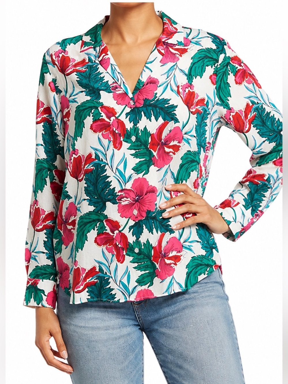Tommy Bahama | Tropical Silk Blouse Sz L EUC